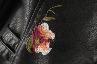 Iris – Embroidered Floral Leather Jacket for Women