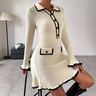 Mila – Ribbed White Mini Dress