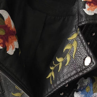 Iris – Embroidered Floral Leather Jacket for Women