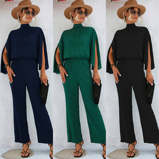 Valeria – Elegant Wide-Leg Jumpsuit | Chic Cape Sleeve Design