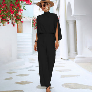 Valeria – Elegant Wide-Leg Jumpsuit | Chic Cape Sleeve Design