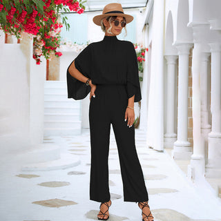 Valeria – Elegant Wide-Leg Jumpsuit | Chic Cape Sleeve Design