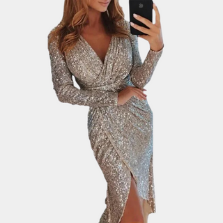 Juliette – Sequin Wrap Maxi Dress | Elegant Evening Gown