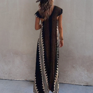 Ava – Bohemian Maxi Dress with Geometric Pattern