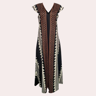 Ava – Bohemian Maxi Dress with Geometric Pattern