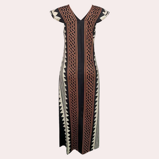 Ava – Bohemian Maxi Dress with Geometric Pattern