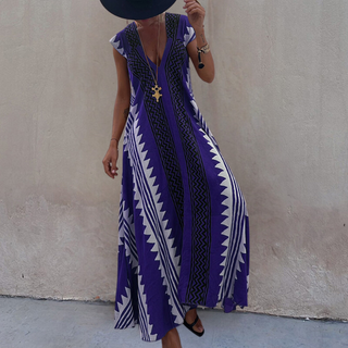 Ava – Bohemian Maxi Dress with Geometric Pattern