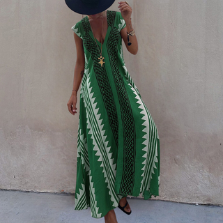 Ava – Bohemian Maxi Dress with Geometric Pattern