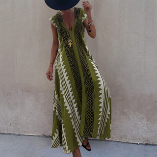 Ava – Bohemian Maxi Dress with Geometric Pattern