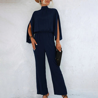 Valeria – Elegant Wide-Leg Jumpsuit | Chic Cape Sleeve Design