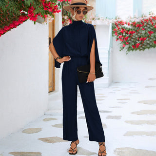 Valeria – Elegant Wide-Leg Jumpsuit | Chic Cape Sleeve Design