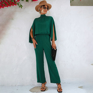 Valeria – Elegant Wide-Leg Jumpsuit | Chic Cape Sleeve Design