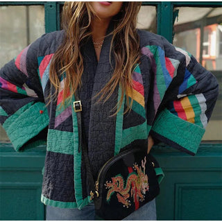 Women Bohemian Patchwork Quilted Jacket | Thelma-1