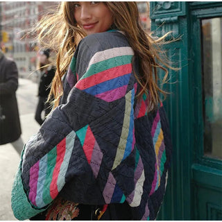 Women Bohemian Patchwork Quilted Jacket | Thelma-2