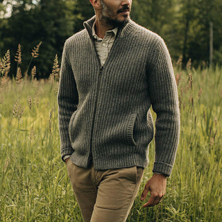 Men’s Cardigan – Zip-Up – Ribbed Knit – Regular Fit – Stand Collar – With Pockets 1