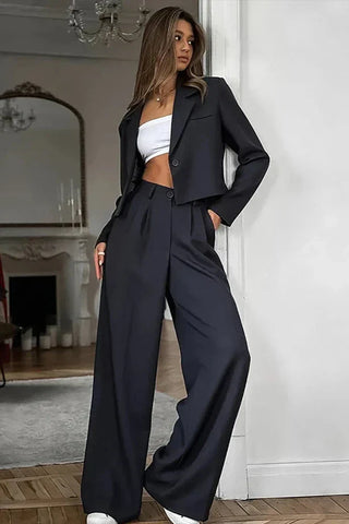 Modern two-part set | Cropped Blazer & Wide Pants | Stylish elegance-2