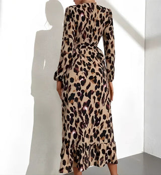 Leila – Leopard Print V-Neck Midi Dress