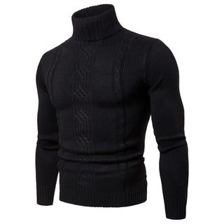 Men's Turtleneck Sweater - Cable Knit - Warm & Textured - Ribbed Cuffs & Hem 2