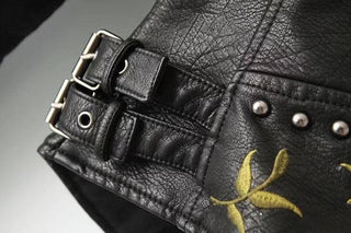 Iris – Embroidered Floral Leather Jacket for Women