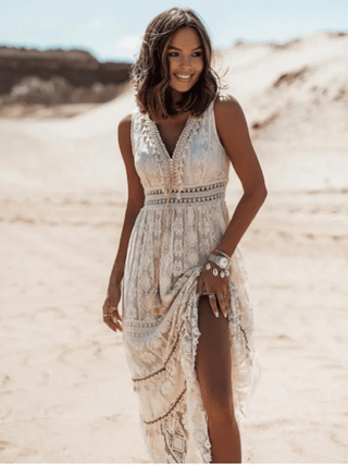 Natalie – Bohemian Lace Maxi Dress | Sleeveless A-Line Summer Dress