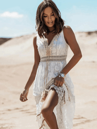 Natalie – Bohemian Lace Maxi Dress | Sleeveless A-Line Summer Dress